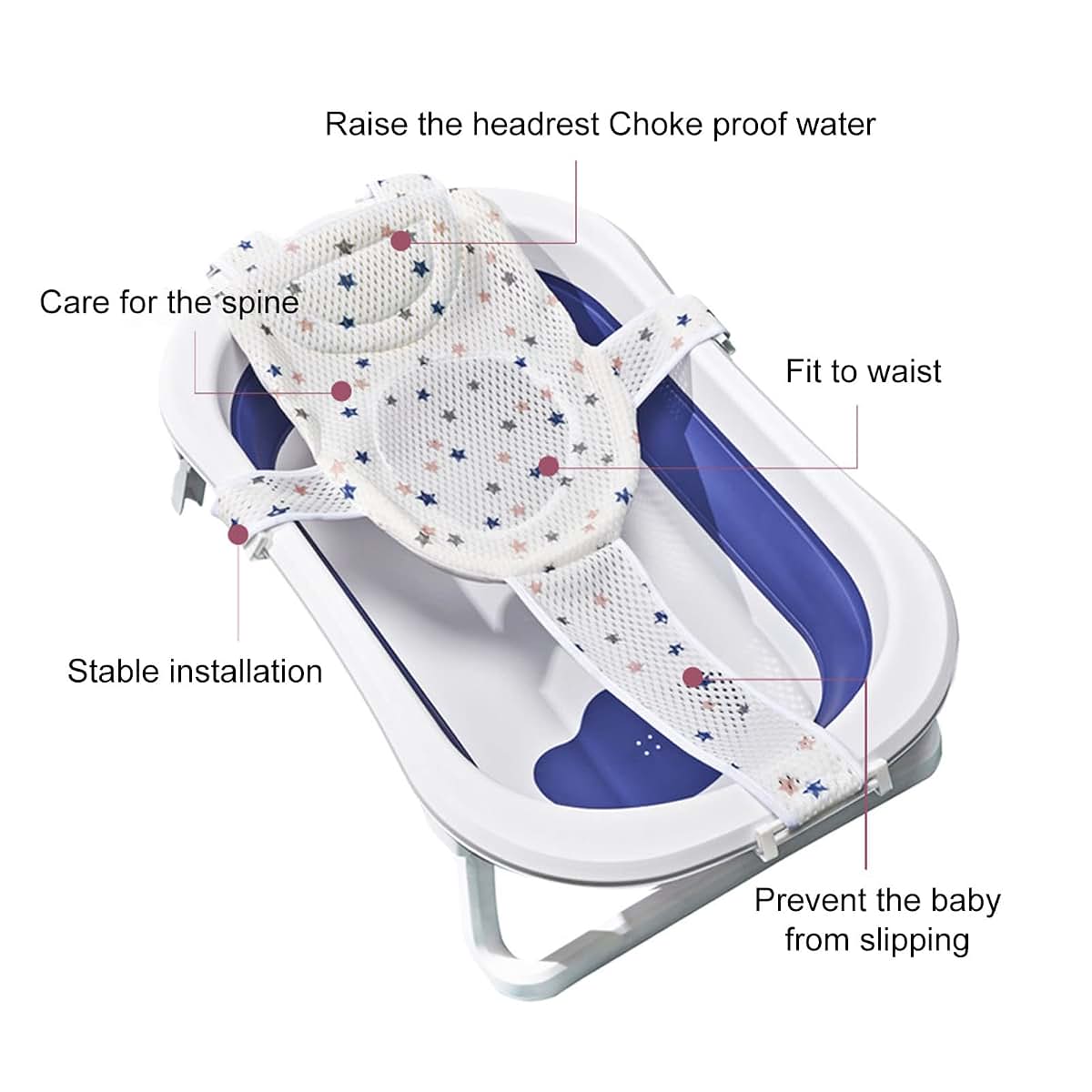 Poenvfpo Bath Seat Support Net With Soft Sponge Pillow For Infants (photo 3)