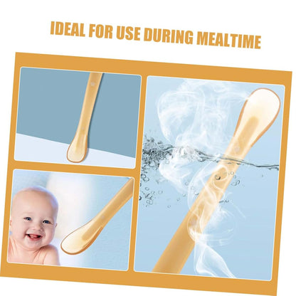 Toyvian Silicone Soft Spoon for Newborns, Light Yellow, Flexible Training Weaning Utensil