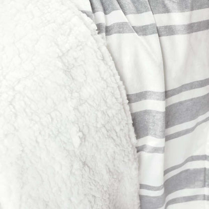 Lush Decor Baby Farmhouse Stripe Soft Sherpa Baby Blanket, 30" W x 40" L, Gray - Plush Striped Reversible Fleece (photo 4)