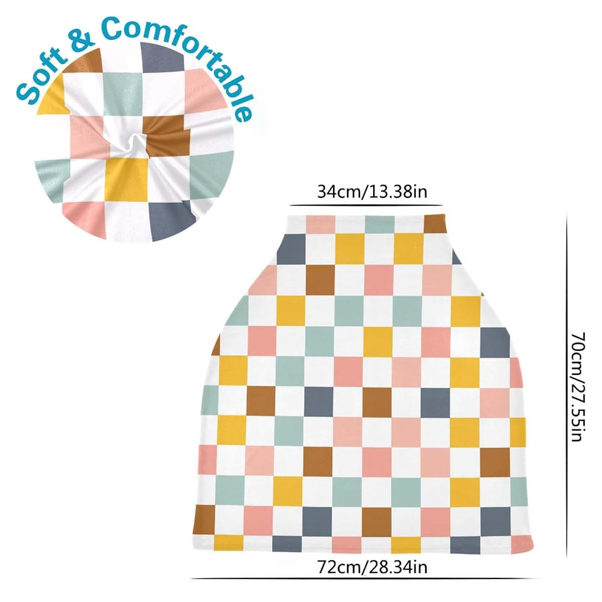 Lancerry Geometric Checkered Baby Car Seat Covers, Stretchable Polyester Spandex