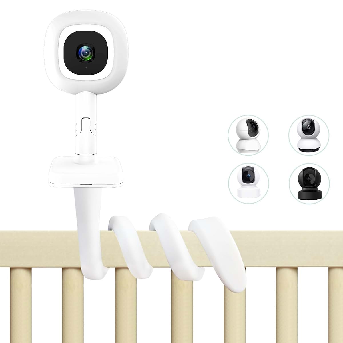 Derebir Crib Flexible Twist Baby Monitor Mount for Tapo, Kasa, Momcozy Cameras