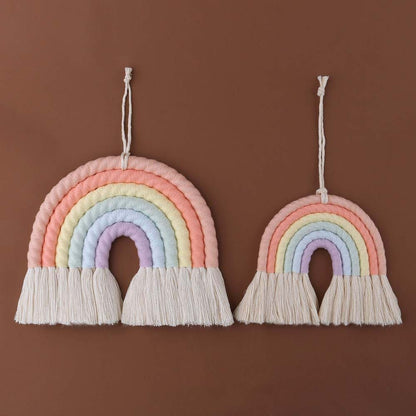 ZWA Rainbow Wall Hanging, Handmade Macrame Art Decor for Nursery Kids Room Home