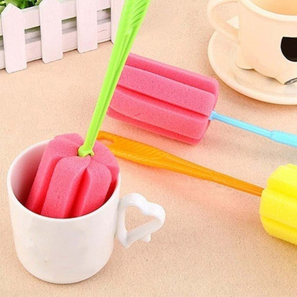 Sponge Cup Brush For Water Bottles, Wine Glasses, Mugs - Long Handle Cleaning Tool