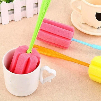 Sponge Cup Brush For Water Bottles, Wine Glasses, Mugs - Long Handle Cleaning Tool