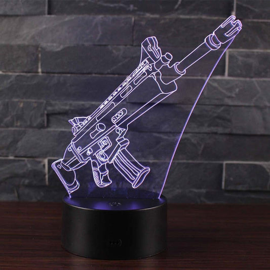 Jinnwell 3D Gun Night Light Lamp Illusion Night Light 7 Color Changing Touch Switch Table Desk Decoration Lamps Acrylic