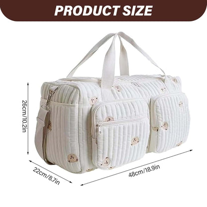 Peosaard Baby Hospital Bag, Quilted Diaper Bag Large Capacity Teddy Bear Pattern Cute Duffle Portable & Lightweight for (photo 4)