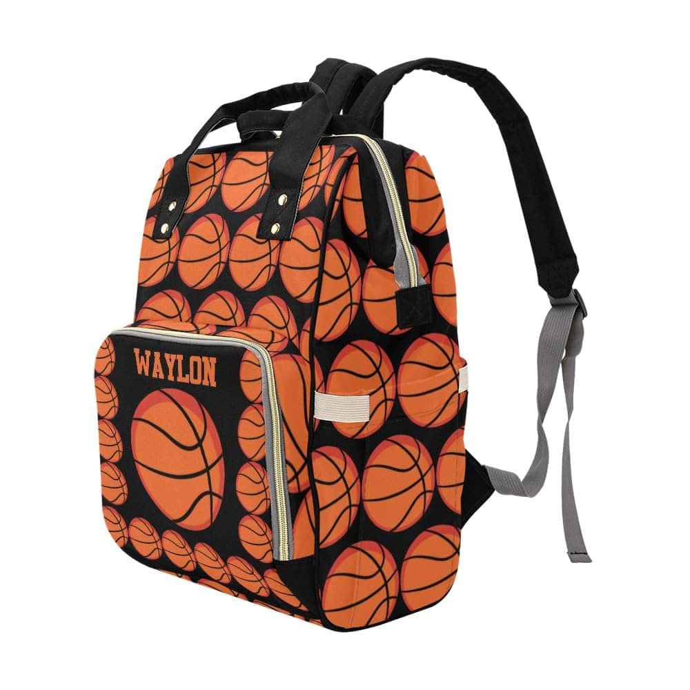 NZOOHY Sports Basketball Personalized Diaper Bag Backpack,Custom Name Large Capacity Diaper Backpack Travel Casual (photo 3)