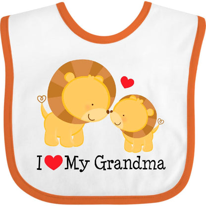 Inktastic I Love My Grandma Baby Bib - Combed Ring-Spun Cotton, Hook and Loop Closure