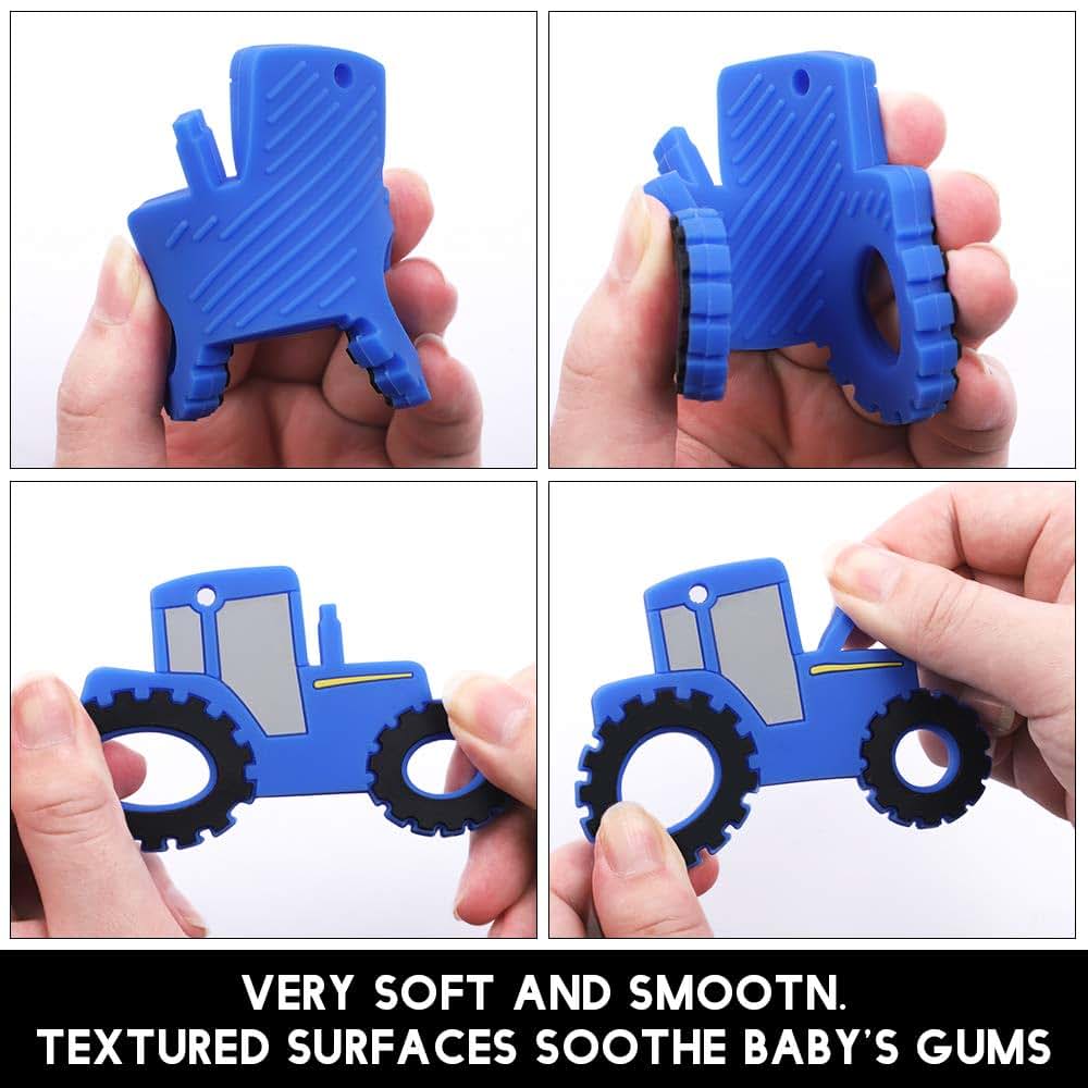 AmazingM Silicone Tractor Truck Teether Toy With Pacifier Clip Holder