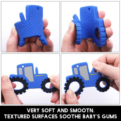 AmazingM Silicone Tractor Truck Teether Toy With Pacifier Clip Holder