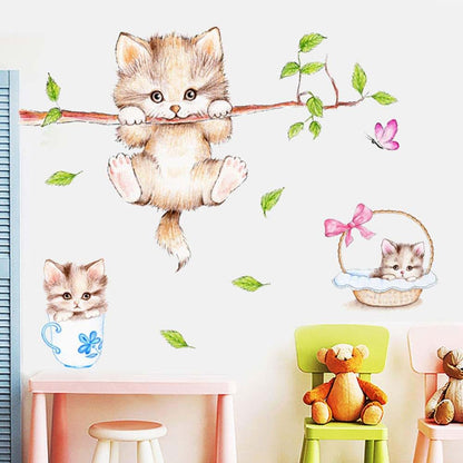 Cute Cat Wall Decals Removable Peel And Stick