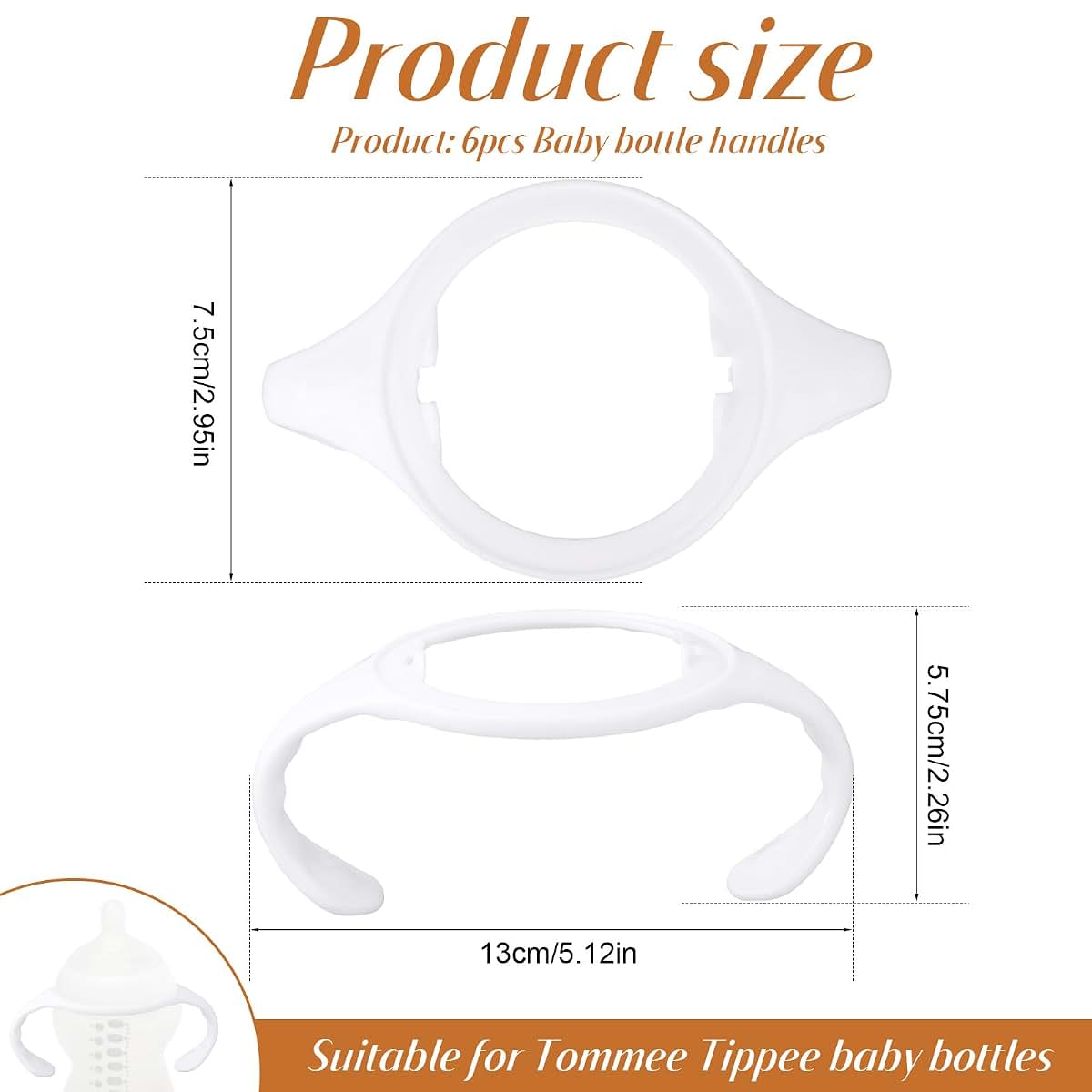 BabyOneStop Baby Bottle Handles 6pcs Non-Slip Grip For Tommee Tippee