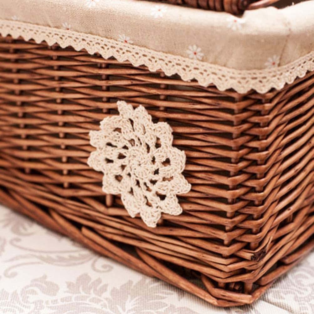 YRHH Woven Storage Basket Wicker Square Basket with Lid (photo 4)