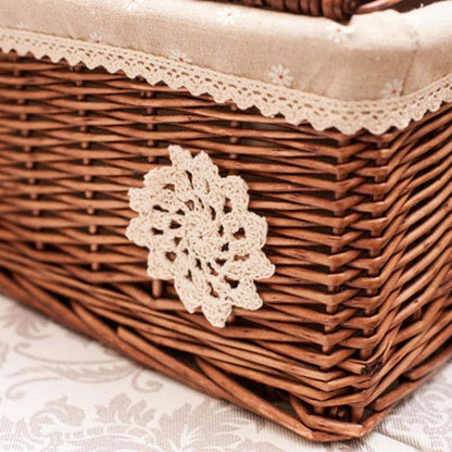 YRHH Woven Storage Basket Wicker Square Basket with Lid (photo 4)