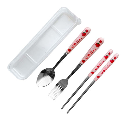 Rengue Stainless Steel Cutlery Set with Pink Strawberry Pattern