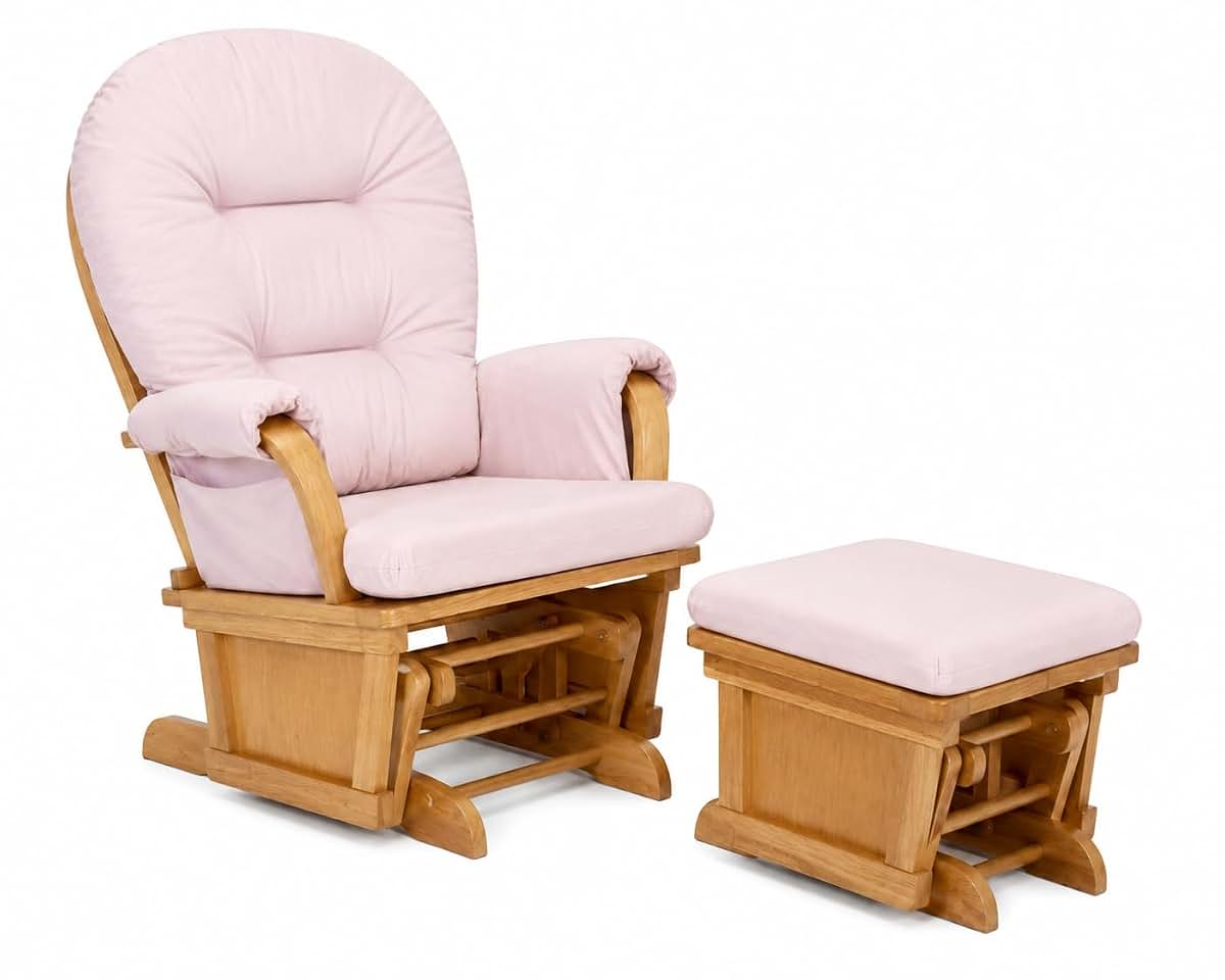 Suite Bebe Maya Nursery Rocking Chair With Ottoman In Poetic Natural Wood And Pink (photo 3)