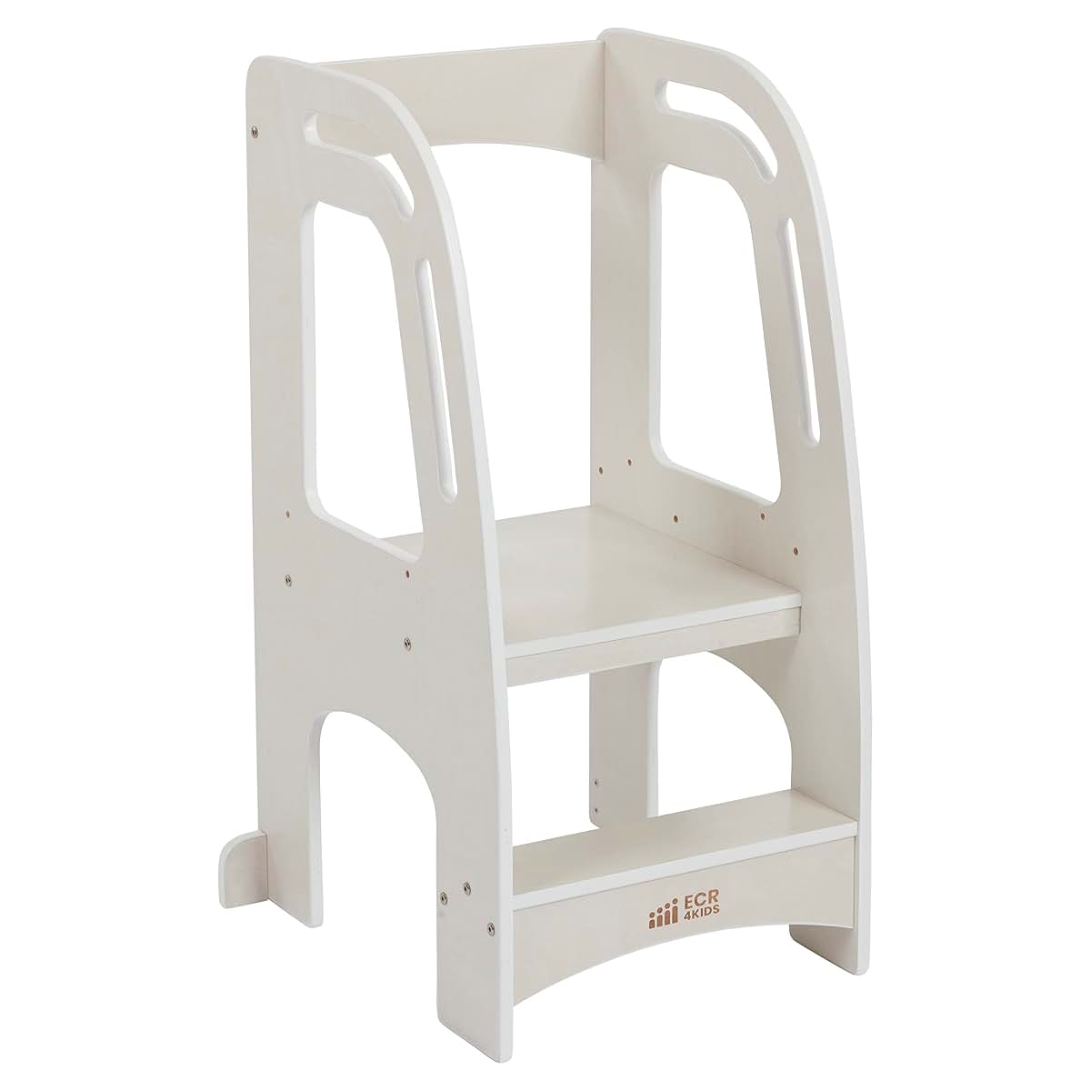 ECR4Kids Chef's Helper Kitchen Step Stool Tower with Handles, Childrens Furniture, White Wash