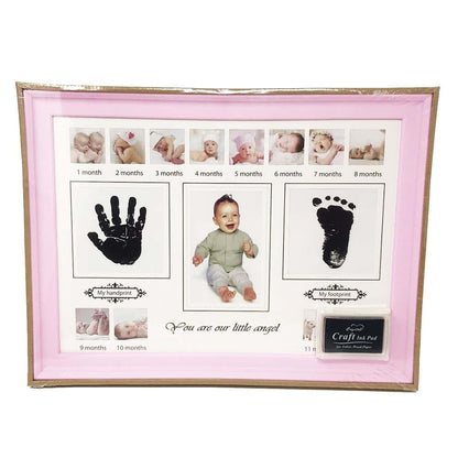 Magik You Are Our Little Angel Baby Photo Handprint Footprint Milestone Frame Pink