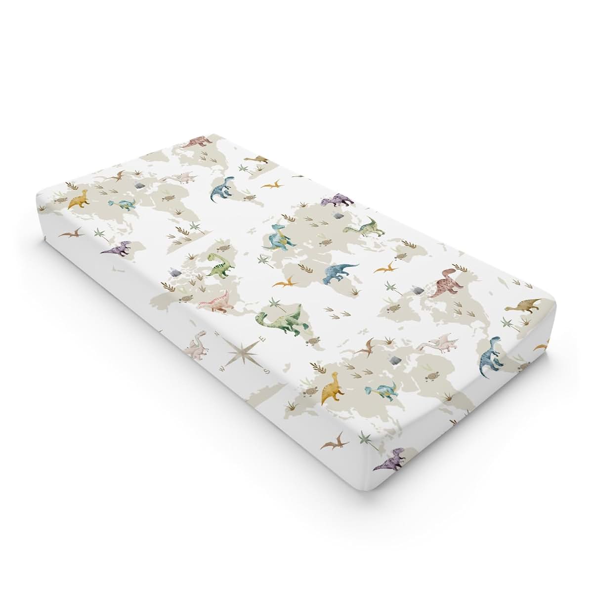 BabyOneStop Colorful Dinosaur Map Fitted Changing Pad Cover