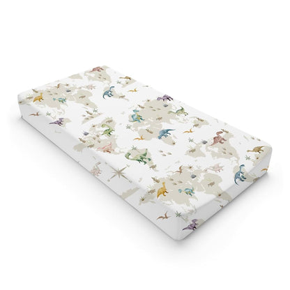 BabyOneStop Colorful Dinosaur Map Fitted Changing Pad Cover