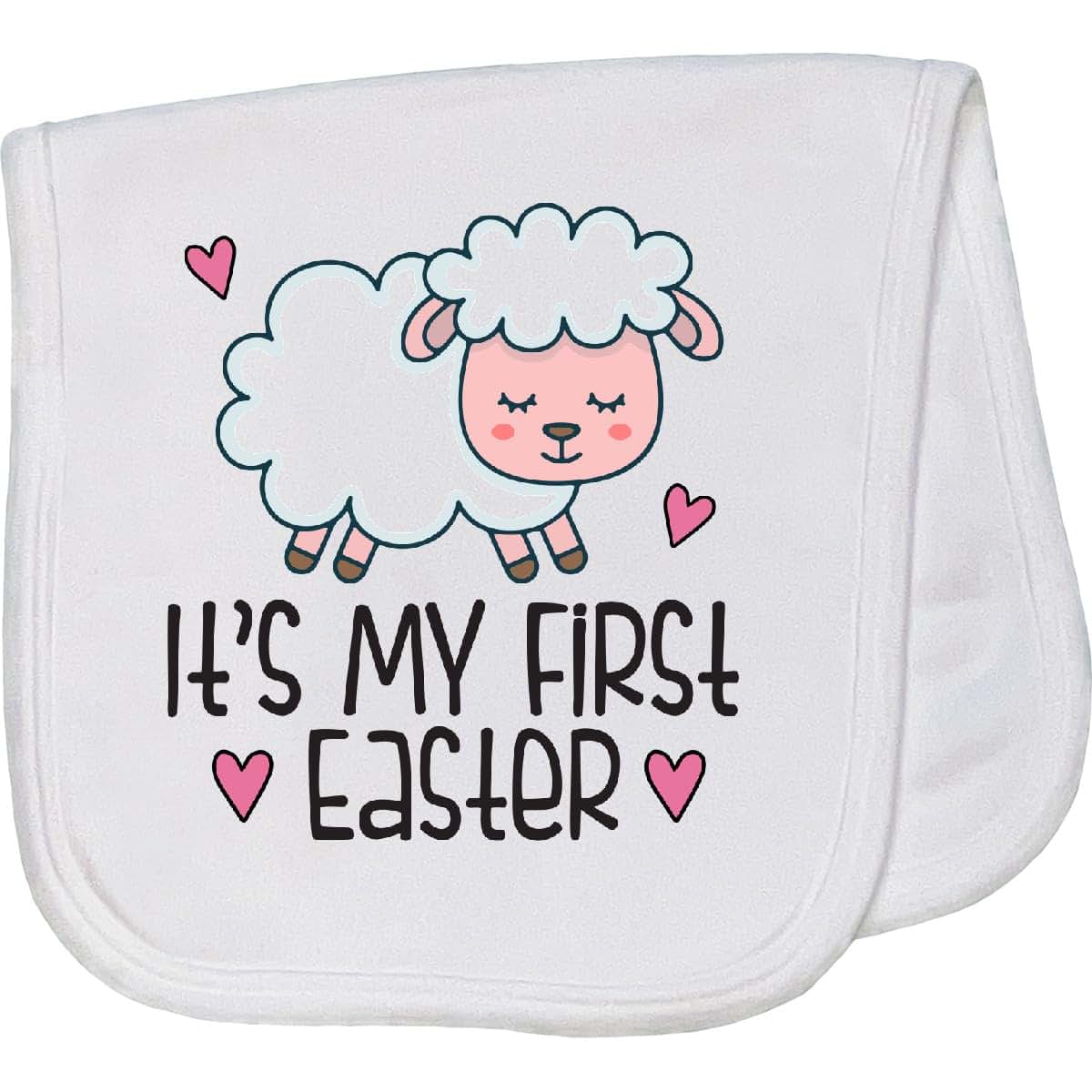 Inktastic Baby Burp Cloth Its My First Easter Lamb White