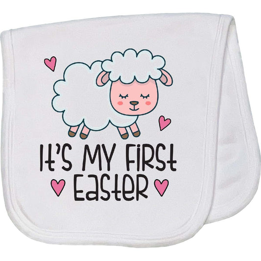 Inktastic Baby Burp Cloth Its My First Easter Lamb White