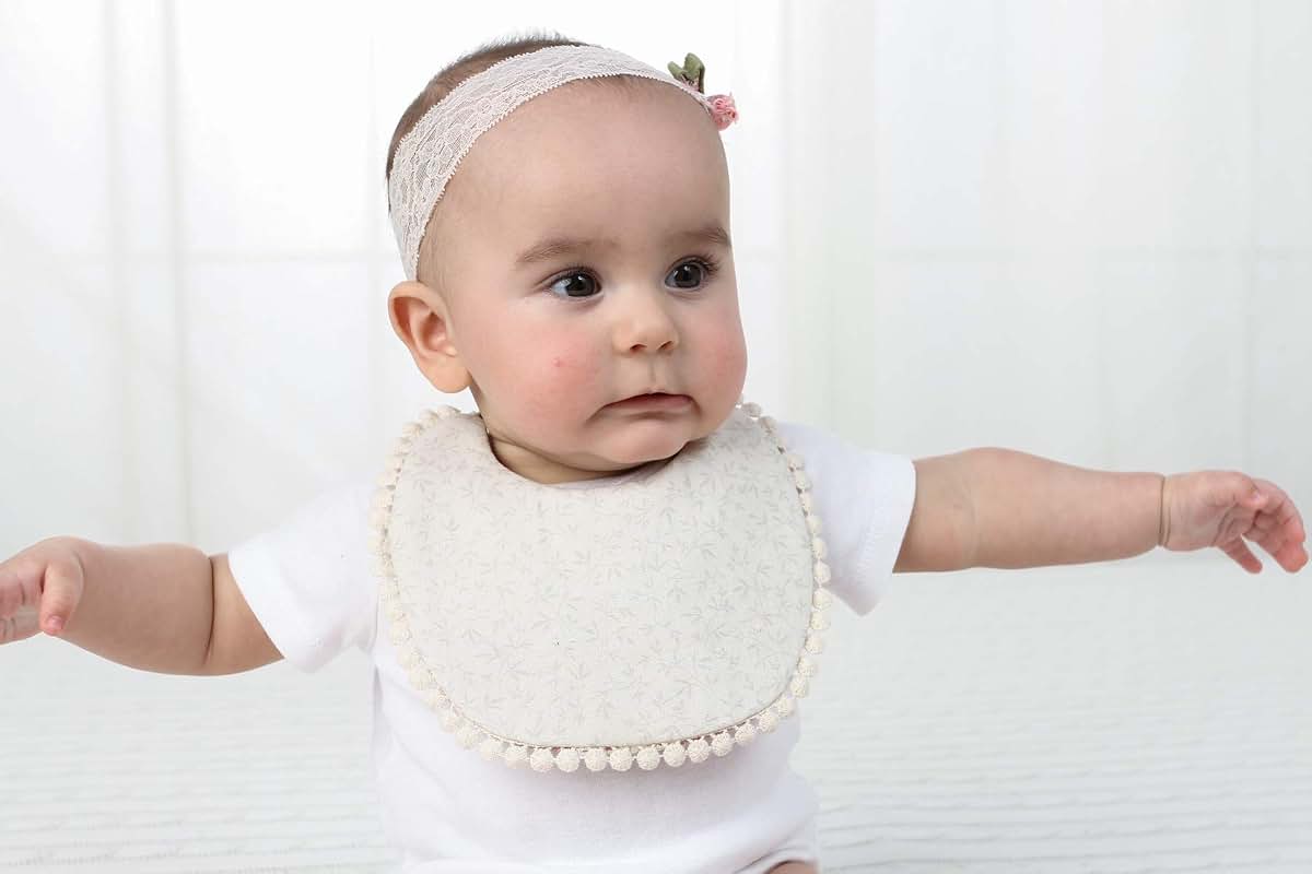 GZMM Baby Bib For Girls,Reversible Waterproof Handmade Natural Cotton Baby Drool Bib 0-12 months 3 Pack (photo 4)