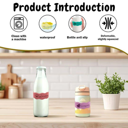 Yibairui Personalized Silicone Bottle Straps - Customizable Baby Bottle Labels with Engraved Names for Day CareReusable (photo 3)