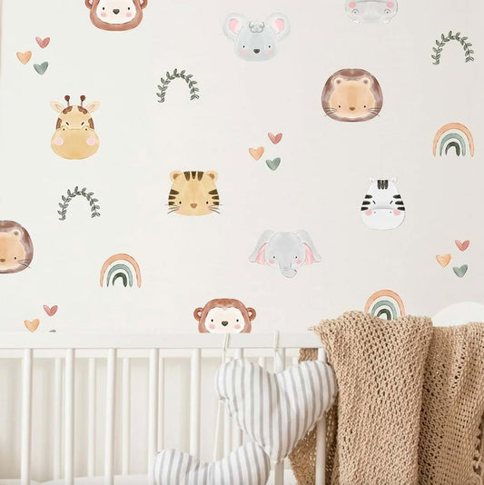 The Colors Crafter Jungle Safari Animals Wall Decal, Removable Cartoon Stickers
