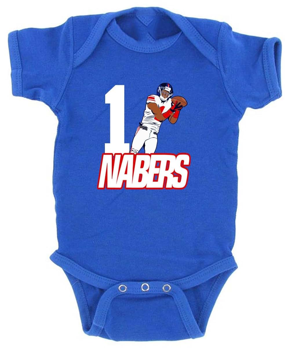 Mountee Apparel Malik Nabers 1 Catch New York Baby 1 Piece 24 Month Blue