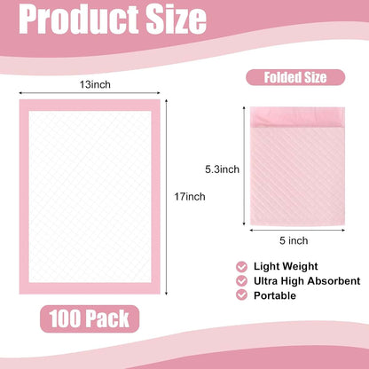 Loccmat Disposable Changing Pads, 100 Pack, 17 x 13 Inch Waterproof Underpads