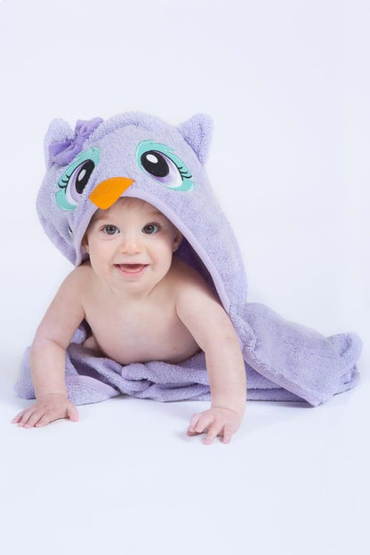 Frenchie Mini Couture Purple Owl Hooded Towel, Extra Large Cotton (photo 2)