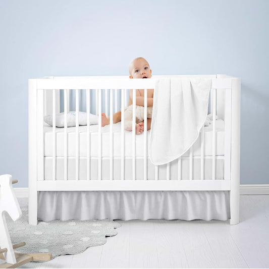 Dee's Collection Ruffled Crib Bed Skirt Mini - 24x42 Inch Nursery Toddler Ruffle Bedding Skirt 14" Deep Drop for Baby