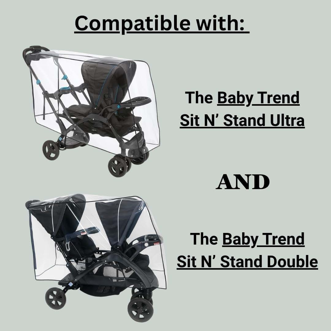 Sasha's Rain and Wind Cover for Baby Trend Sit N Stand Strollers