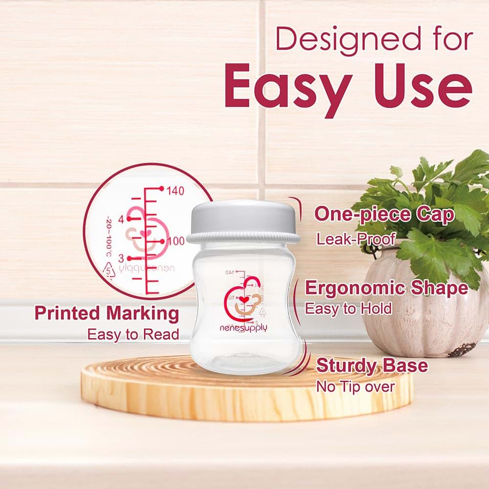 Nenesupply 6-Piece Wide Neck Breastmilk Storage Bottles for Spectra Pumps