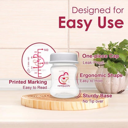 Nenesupply 6-Piece Wide Neck Breastmilk Storage Bottles for Spectra Pumps