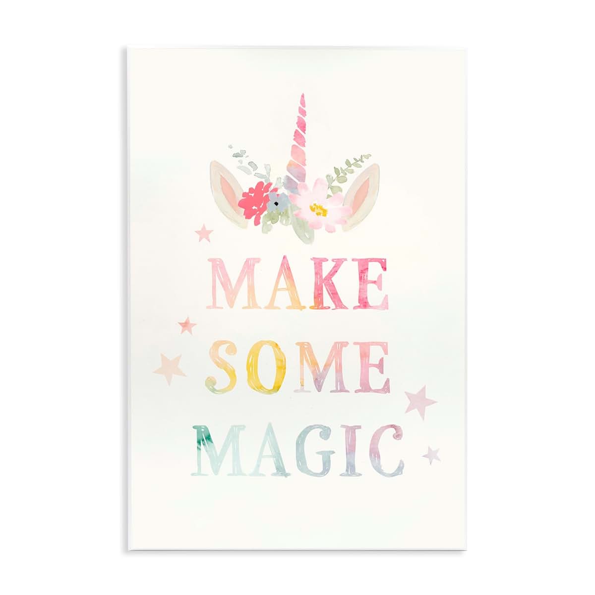 Stupell Industries Make Some Magic Unicorn Horn Flower Wall Plaque, 10x15