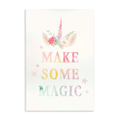 Stupell Industries Make Some Magic Unicorn Horn Flower Wall Plaque, 10x15