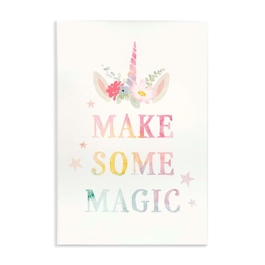 Stupell Industries Make Some Magic Unicorn Horn Flower Wall Plaque, 10x15