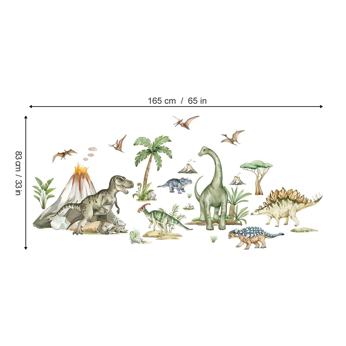Wondever Dinosaur Wall Decals Tropical Animal Dino Wall Stickers