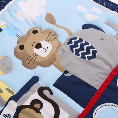 JAHbaby Noah's Ark Crib Bedding Set - Cotton Polyester Quilt, Fitted Sheet, Dust Ruffle & Window Valance