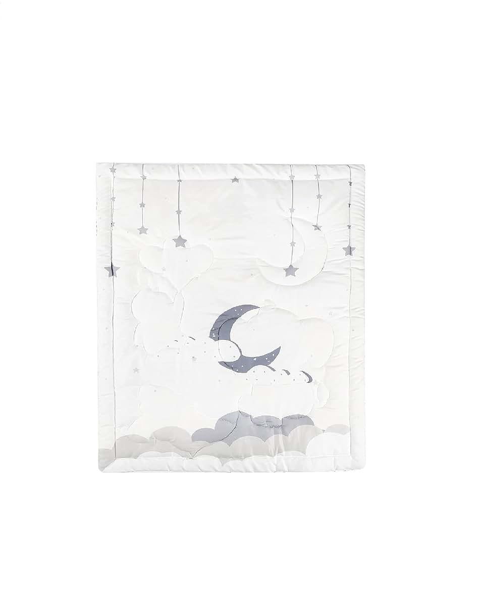JHLCARPET Baby Crib Quilt with Elephant, Penguin, and Pug Design, Nursery Bedding Quilt with Moon and Balloons Theme