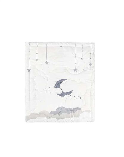 JHLCARPET Baby Crib Quilt with Elephant, Penguin, and Pug Design, Nursery Bedding Quilt with Moon and Balloons Theme