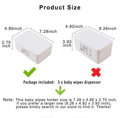 Illikkuyax 2 Pack Baby Wipes Dispenser Grey
