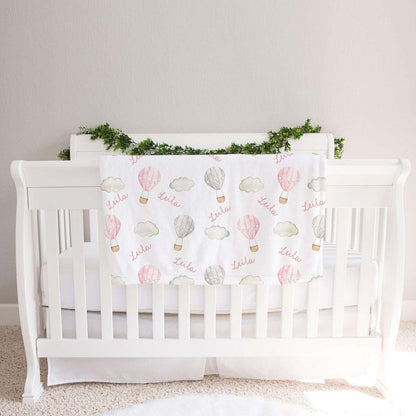 Lovable Gift Co Hot Air Balloons Personalized Baby Receiving Swaddle Blanket, Pink (photo 2)