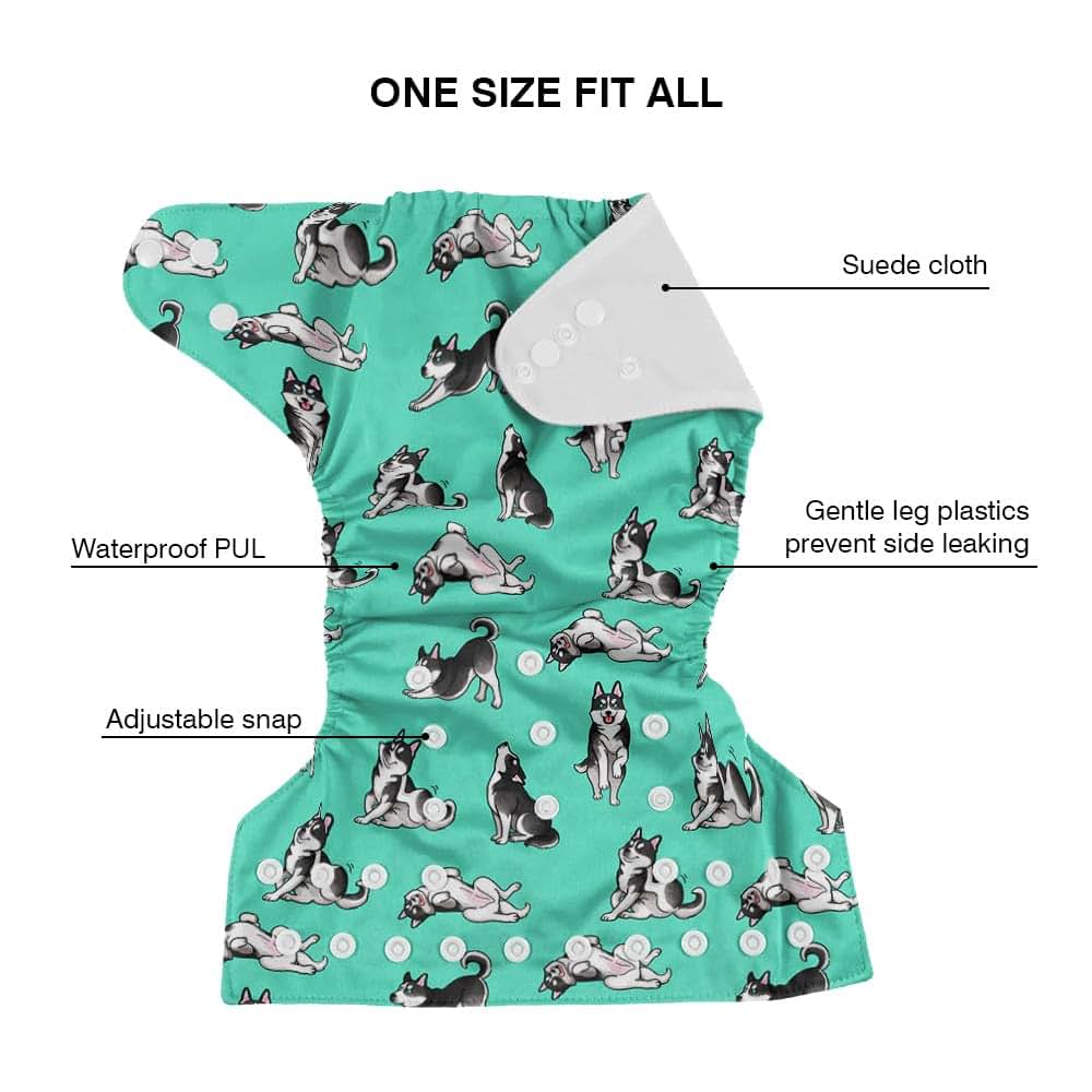 WIRESTER Set of 2 Baby Cloth Diapers Adjustable Siberian Husky (photo 2)