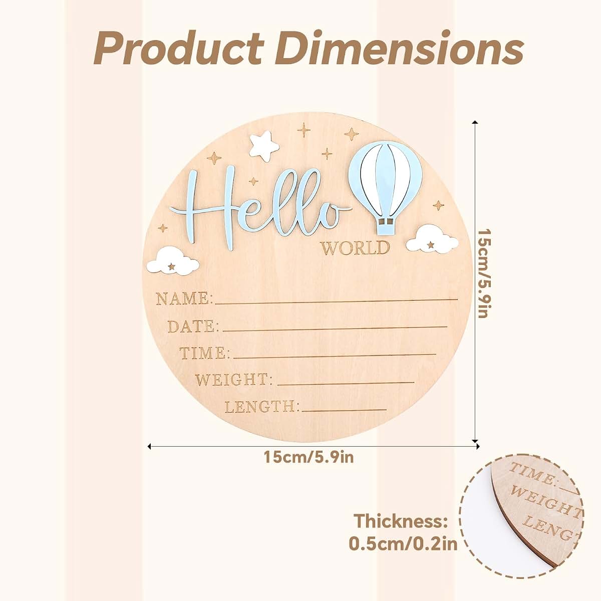 BabyOneStop Newborn Announcement Sign With 3D Hot Air Balloon Design