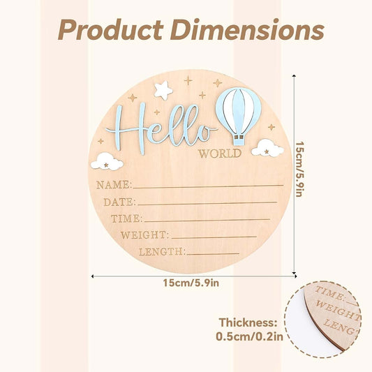 BabyOneStop Newborn Announcement Sign With 3D Hot Air Balloon Design