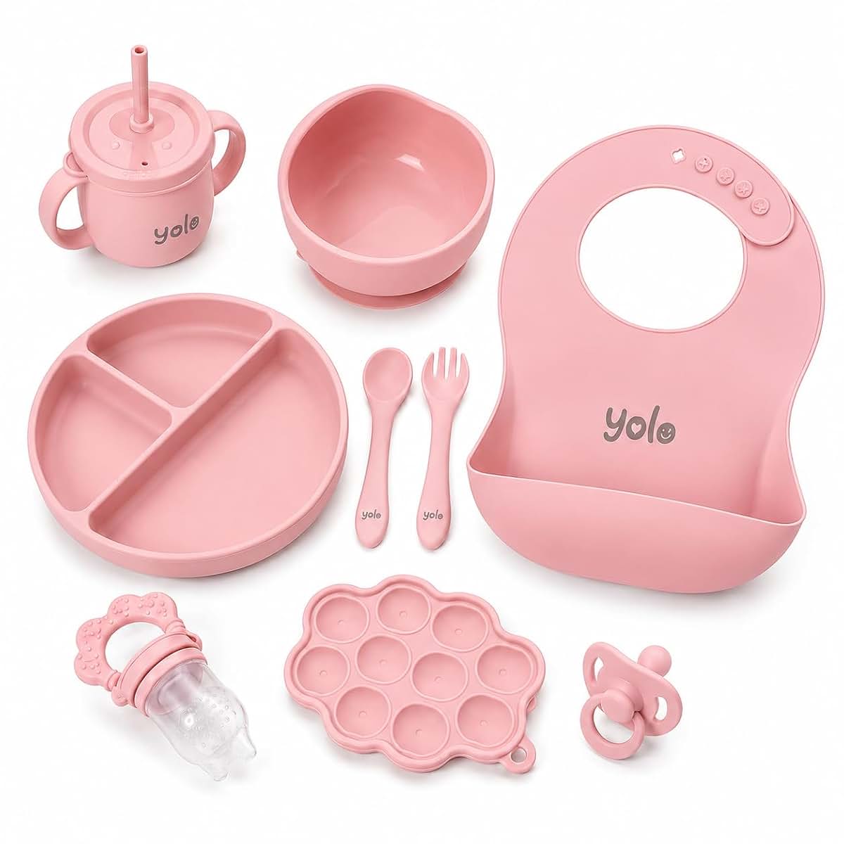 Y0l0 9-Piece Silicone Baby Feeding Set