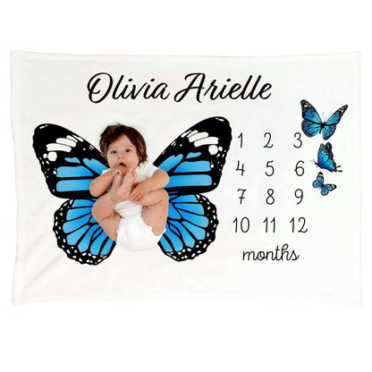 L&NG Halloween Butterfly Milestone Blanket, Personalized Baby Photo Prop